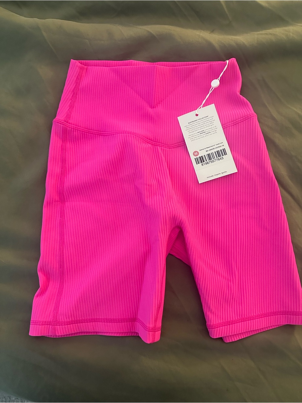 BuffBunny Ribbed High-Waist Bike Shorts - Hot Pink